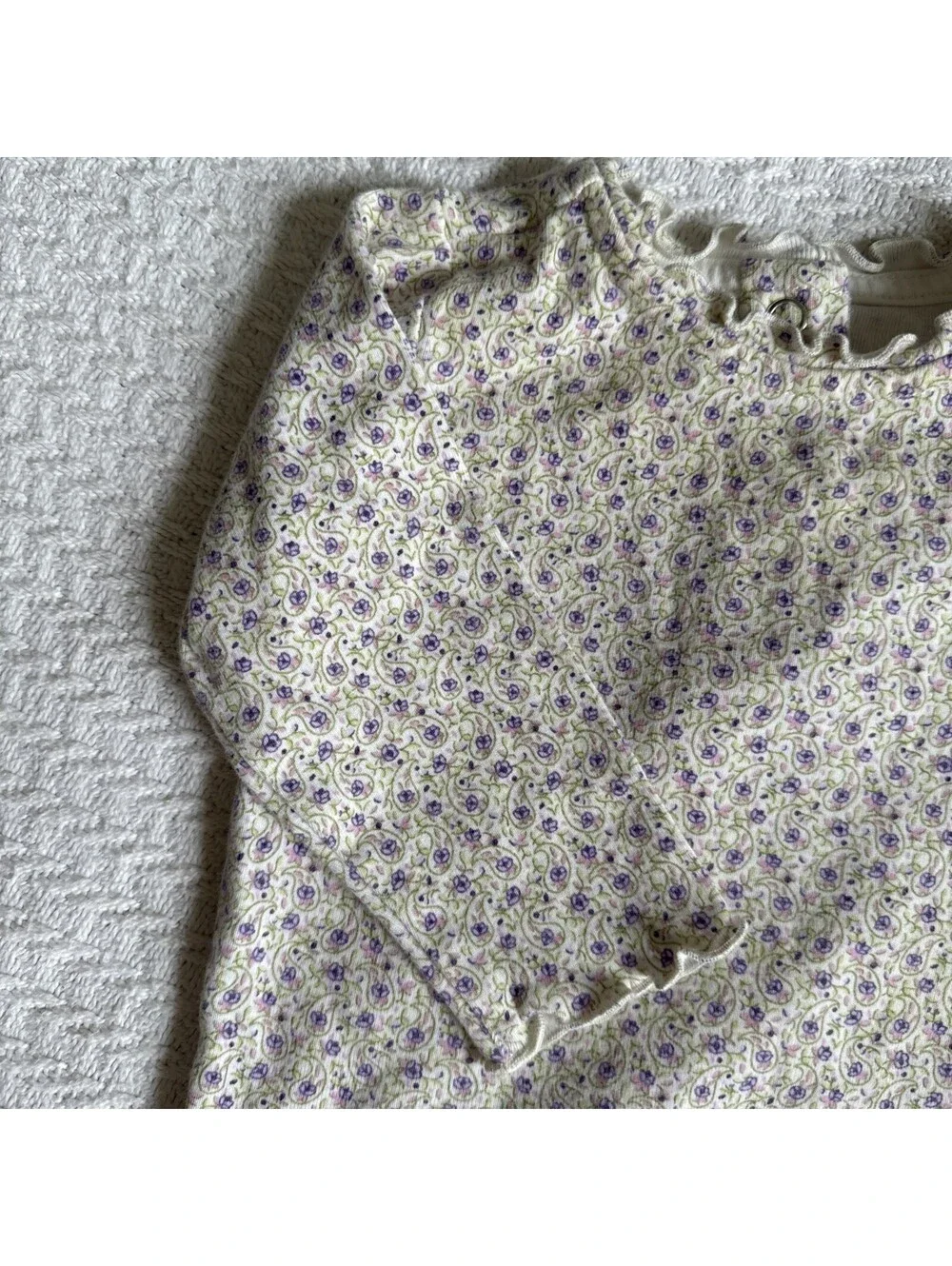 Vintage 2002 Gymboree Pink Floral Paisley Ruffle Collar Bodysuit 6-12M Snap